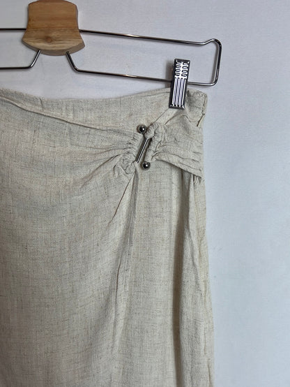 STRADIVARIUS. Marbled linen effect midi skirt. T 34