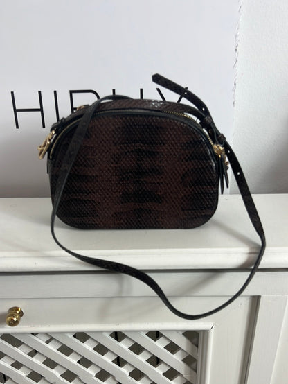 MANGO. Brown mini buckle bag