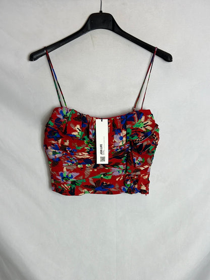 ZARA. Gathered red crop top. TS