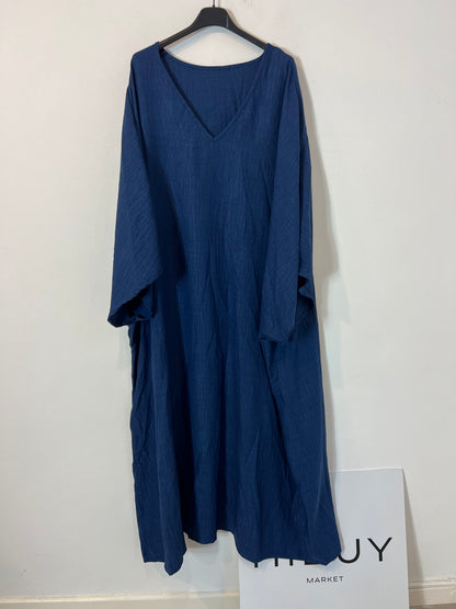 OTRAS. Vestido azul efecto caftán T.3xl