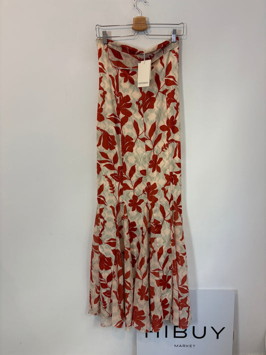 PEPPERMAYO. Vestido largo palabra de honor estampado