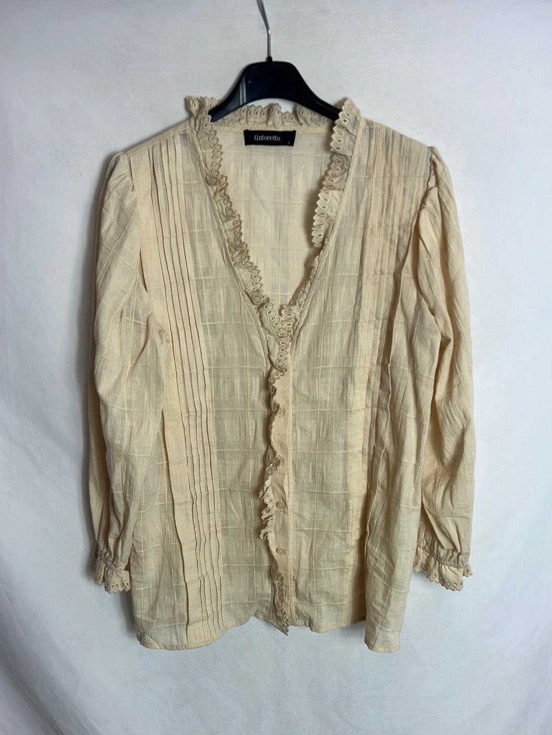 TINTORETTO. Blusa beige volante T.s