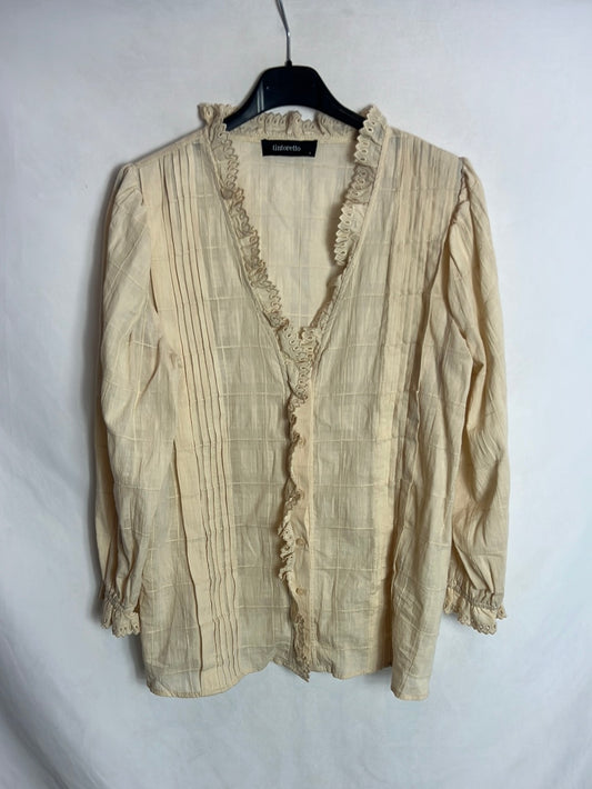 TINTORETTO. Blusa beige volante T.s