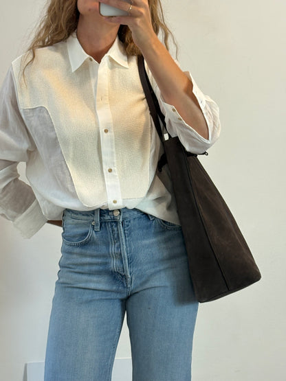 MASSIMO DUTTI. Bolso marrón nudo piel serraje