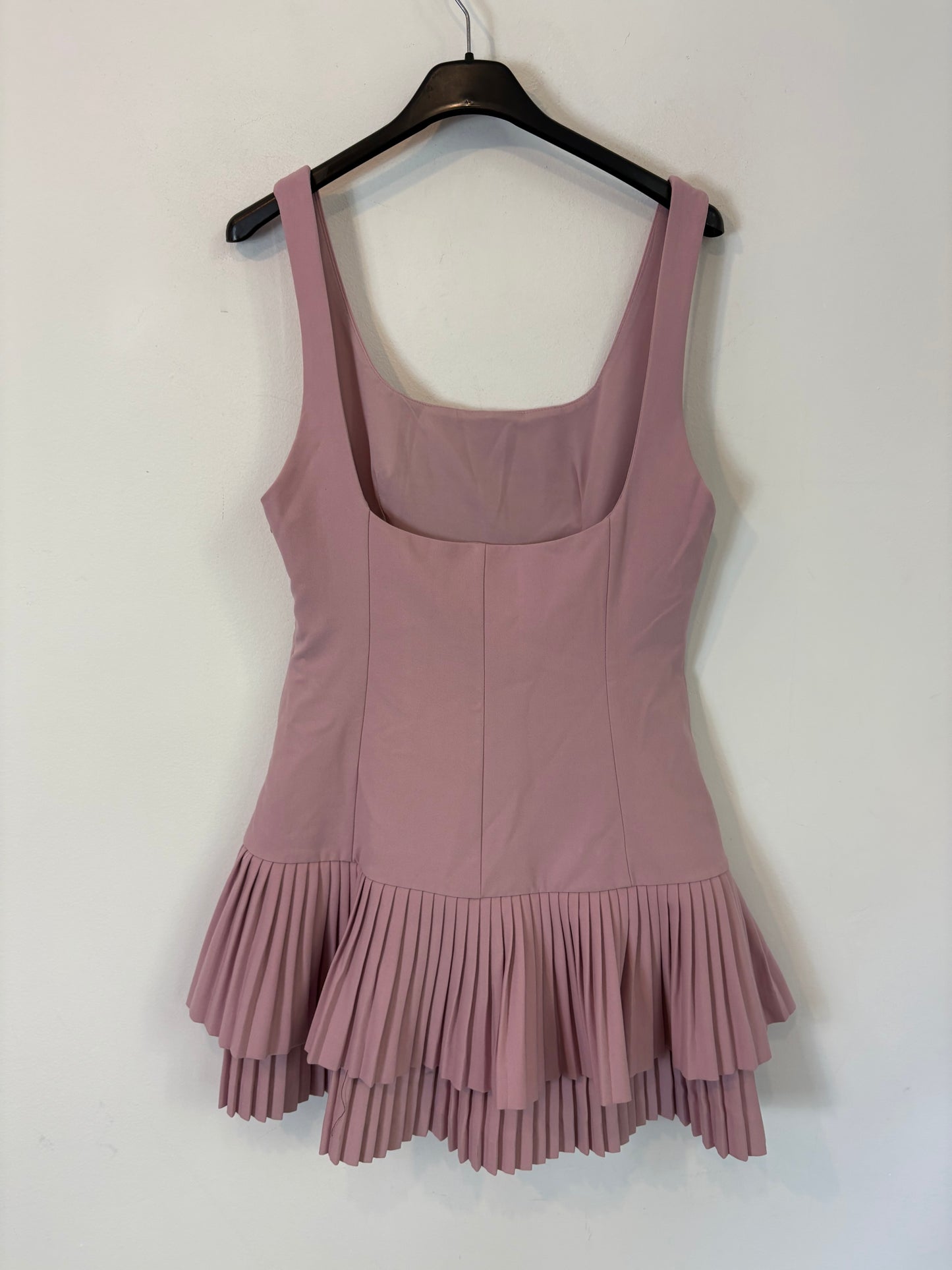 ZARA. Vestido corto malva tablas. T S