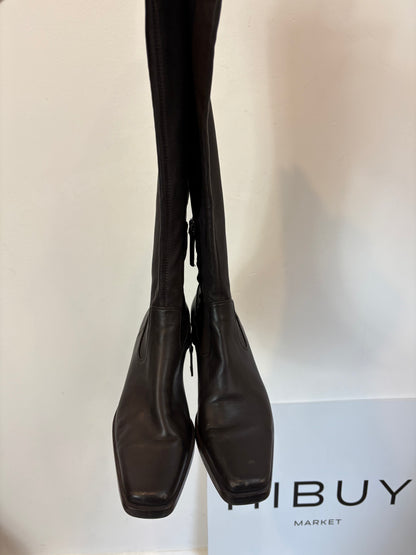 MASSIMO DUTTI. Botas camperas piel marrón