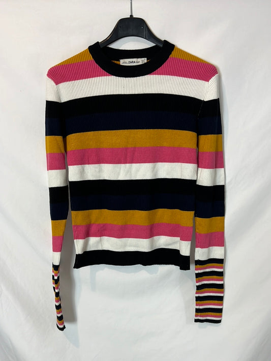 ZARA. Jersey canalé rayas. T S