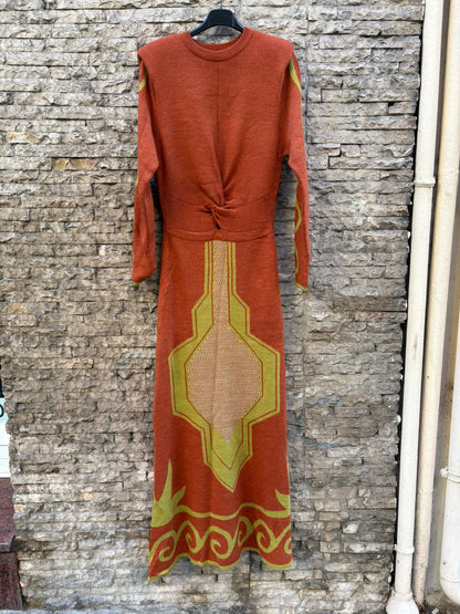 PANAMBI. Vestido largo estampado lana