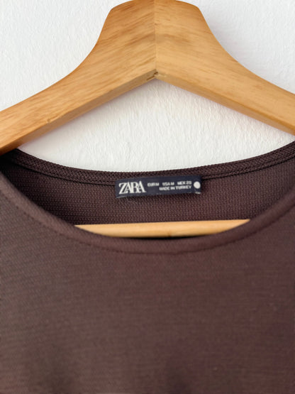 ZARA. Vestido marrón detalle delantero  T.m
