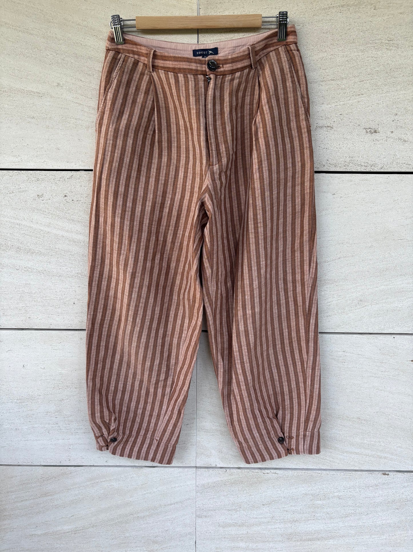 SOEUR. Pantalón raya tonos tierra. T 38
