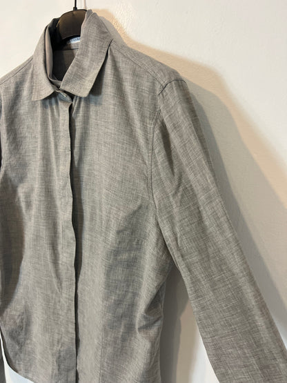 BRUNELLO CUCINELLI. Double-layered gray silk shirt. TM