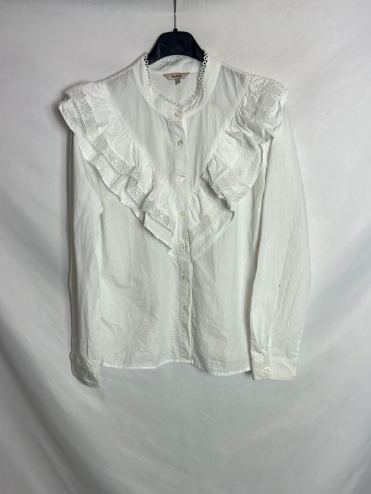SALSA. Blusa blanca volantes. T S