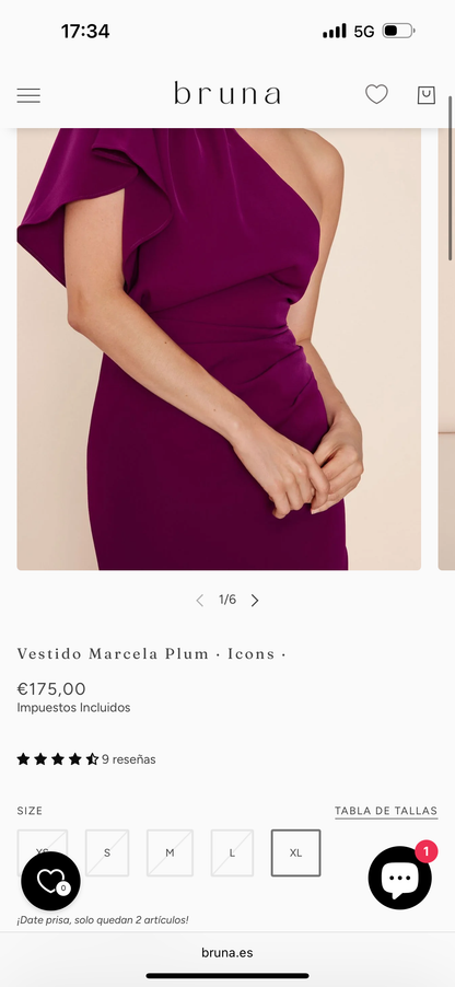 BRUNA. Vestido midi asimétrico