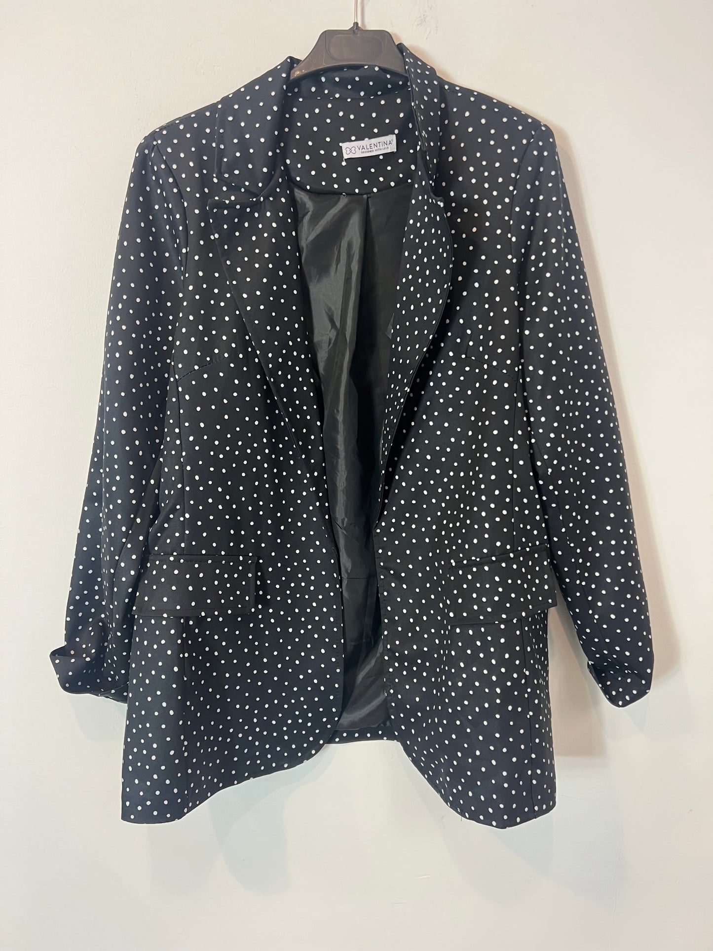 VALENTINA. Black polka dot blazer (m/l)