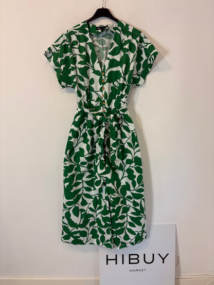 ZARA. Green floral midi dress. XS