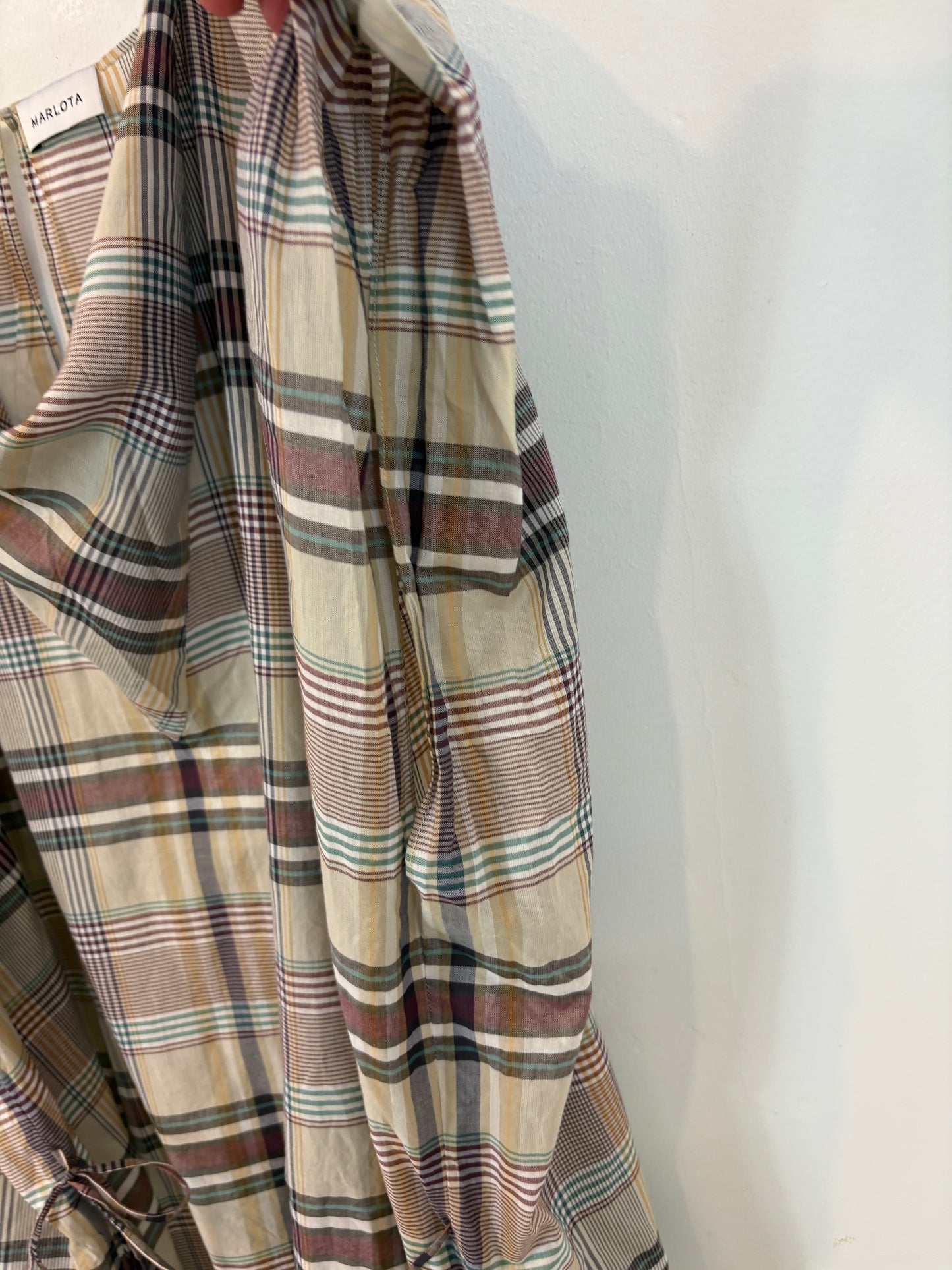 MARLOTA. Vestido largo cuadros textura ligera