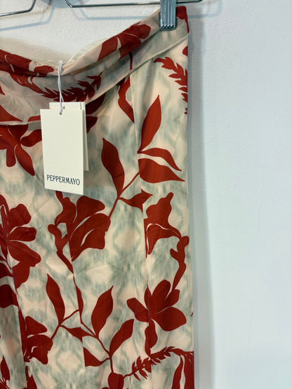 PEPPERMAYO. Vestido largo palabra de honor estampado