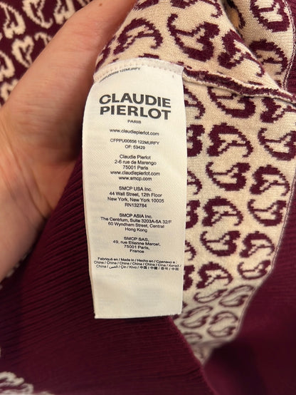 CLAUDIE PIERLOT. Total look punto burdeos estampado. T 1 (S)