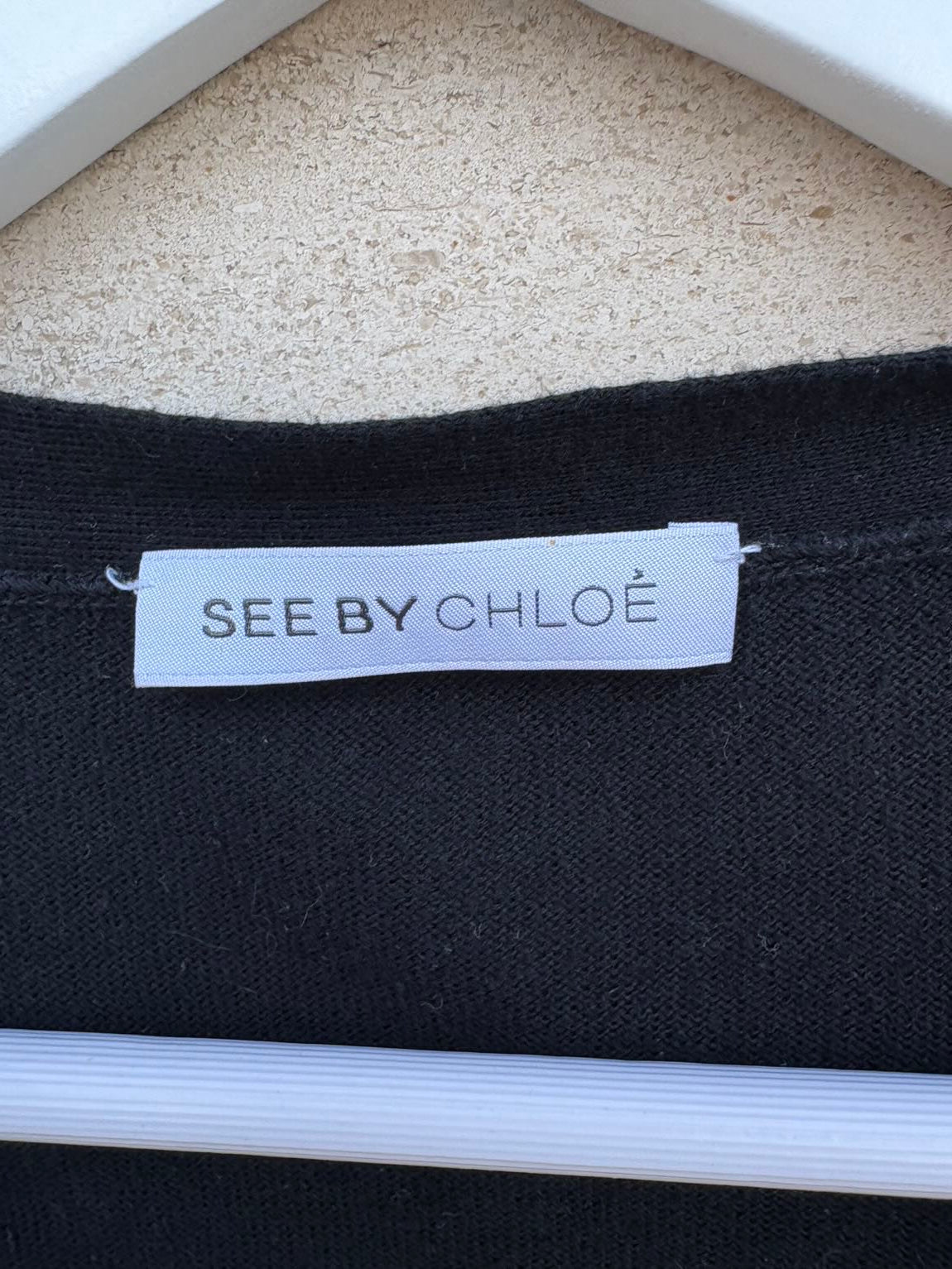 SEE BY CHLOÉ. Cárdigan negro algodón detalle manga