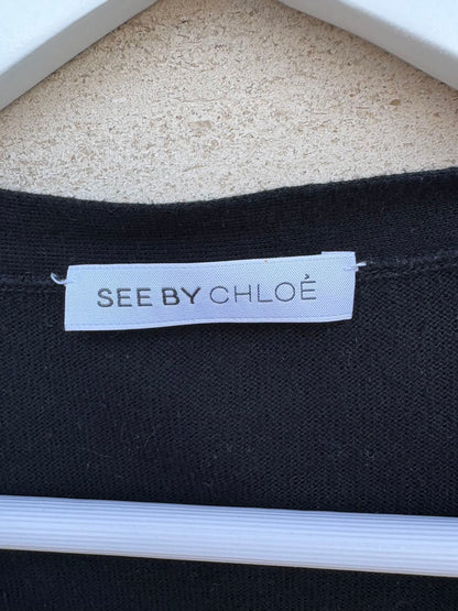 SEE BY CHLOÉ. Cárdigan negro algodón detalle manga