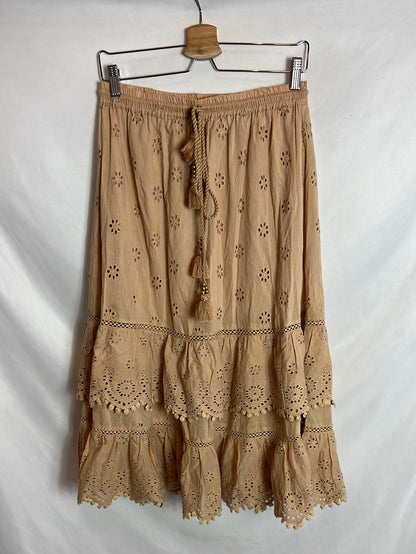 PITI CUITI. Total look rosa empolvado troquelado. T M/L