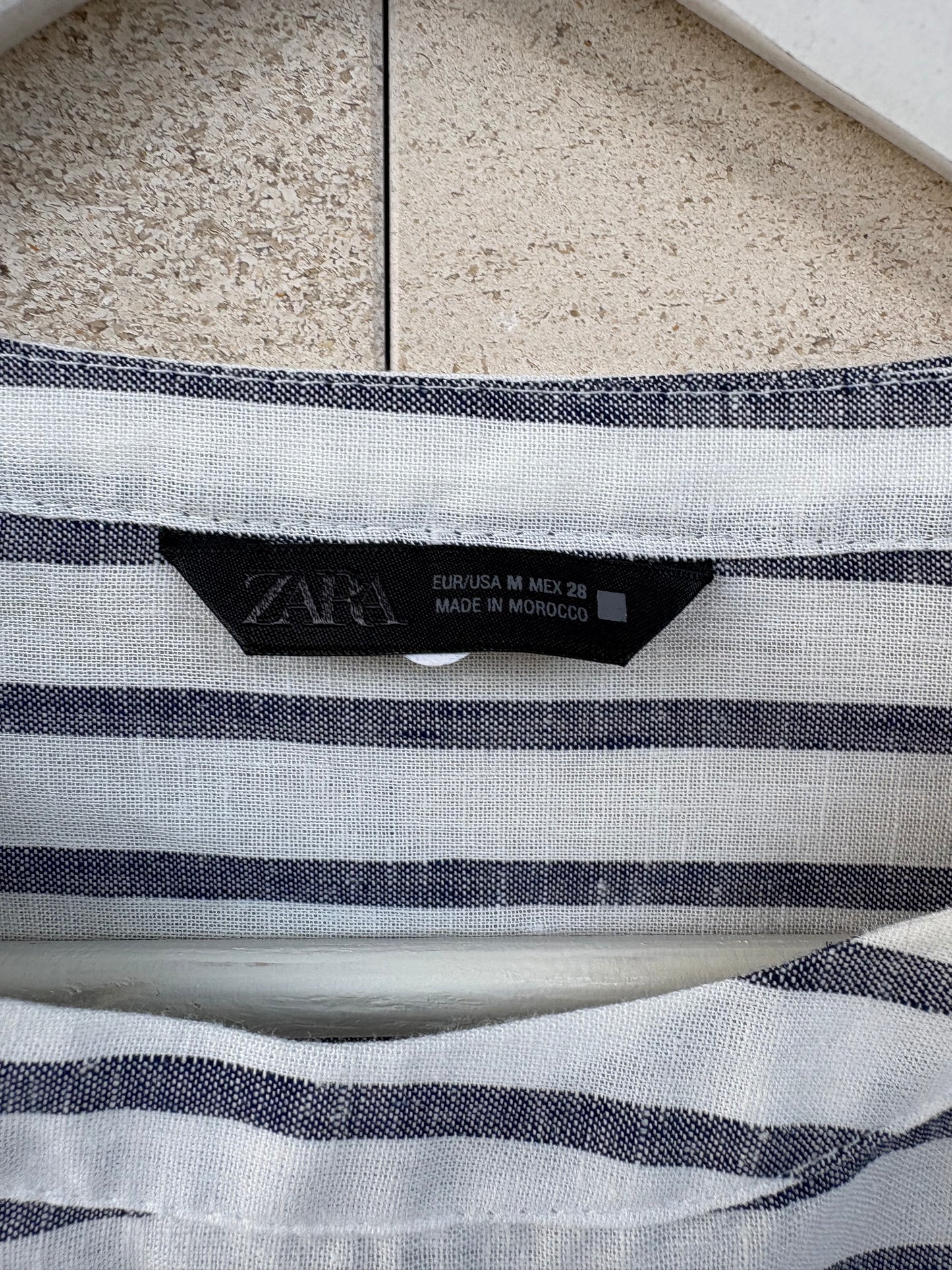 ZARA. Top rayas con lino. T M