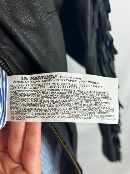LA MARTINA. Chaqueta piel mangas flecos. T 3 (M/L)