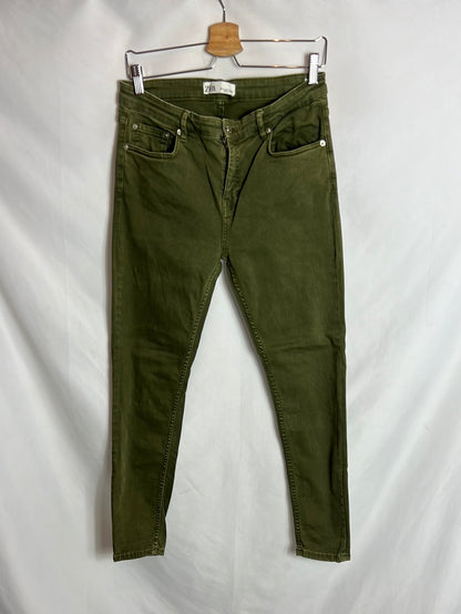 ZARA. Green stretch skinny denim. Size 42
