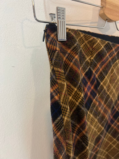 MASSCOB. Falda  cuadros marrones lanaT.36