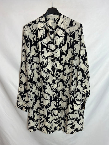 STELLAMcCARTNEY. Blusa larga /vestido seda estampado caballos. T 42