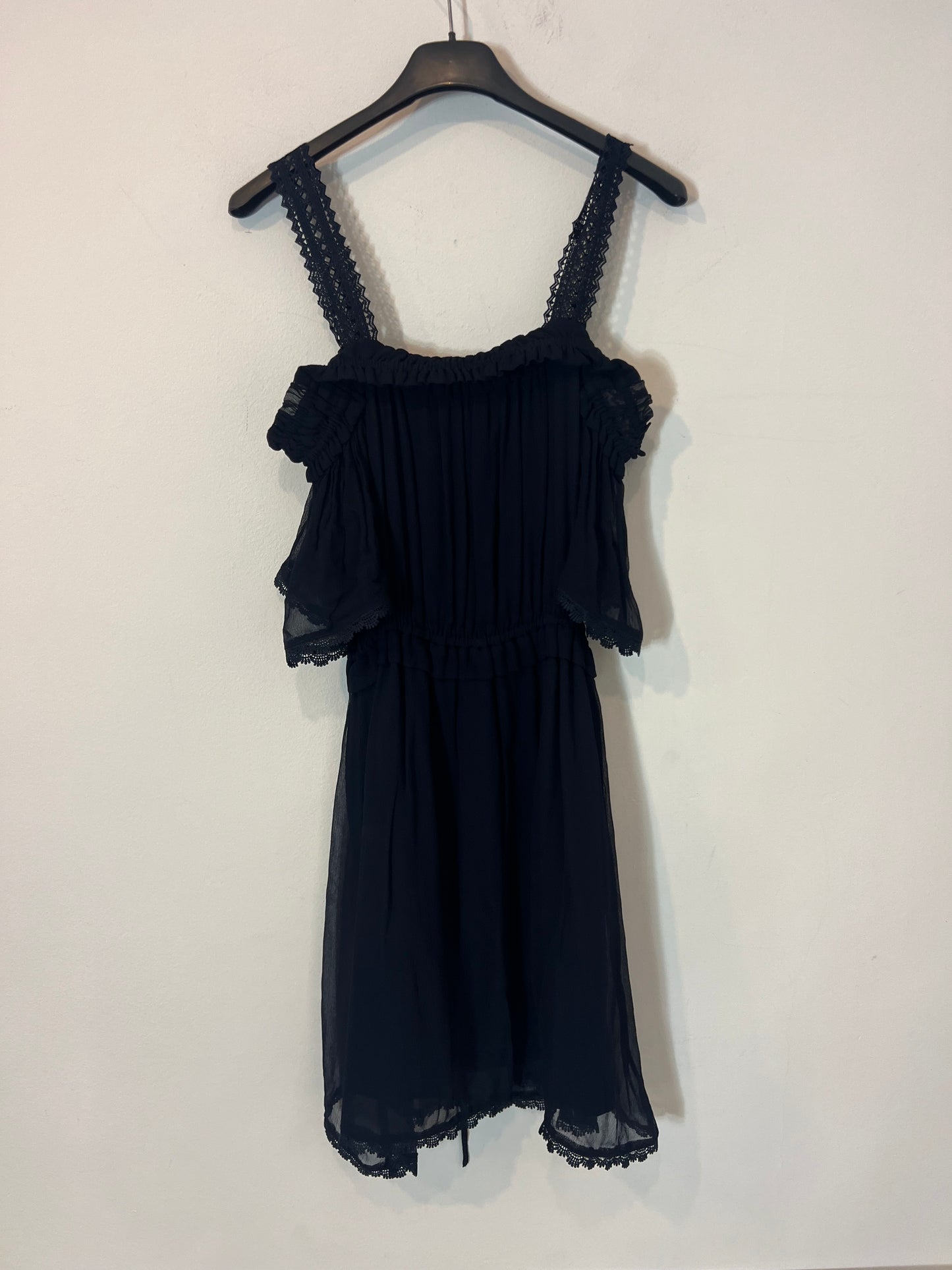 THE KOOPLES. Vestido corto azul detalles croché. T 1 (S)