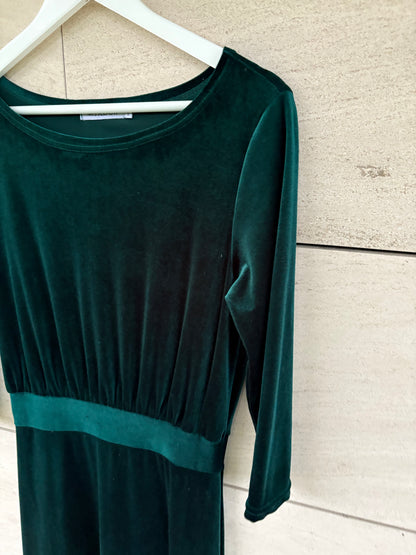 OTRAS. Vestido largo terciopelo verde
