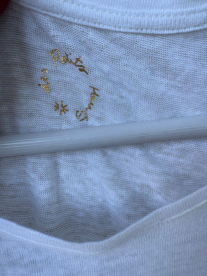 DES PETITS HAUTS. Top lino blanco detalle mangas