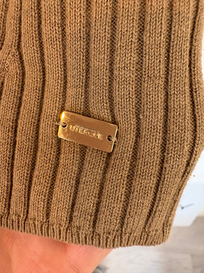 UTERQÜE. Top canalé marrón. T S