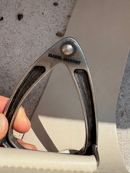 ISABEL MARANT. Cinturón fajín piel color piedra. T S