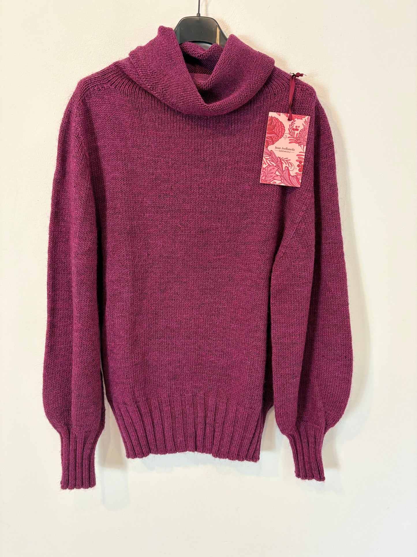SEE IOU x JUAN AVELLANEDA. Burgundy turtleneck sweater. TS