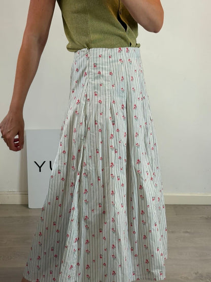 Falda midi rayas y flores