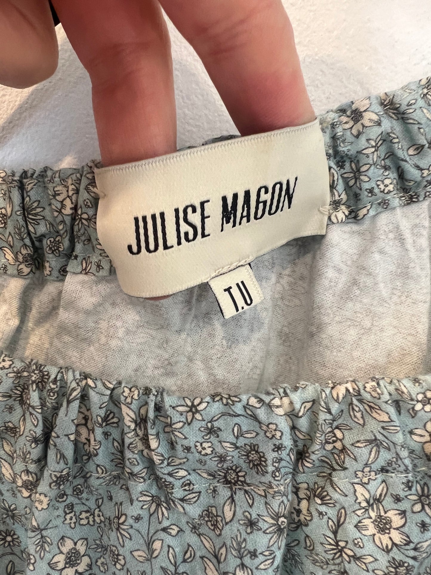 JULISE MAGON. Vestido largo asimétrico flores mini. TU (S/M)