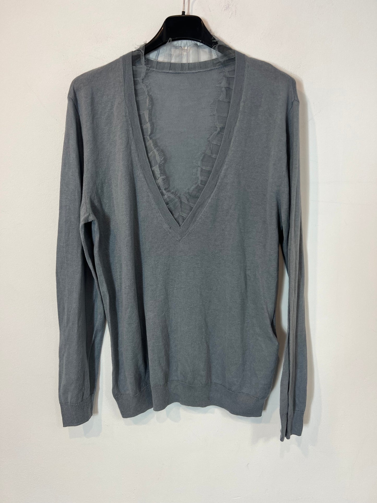 IRO. Jersey azul algodón y seda T.s/m