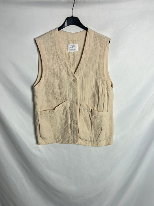 ZARA. Chaleco beige textura . T13-14 años(M)