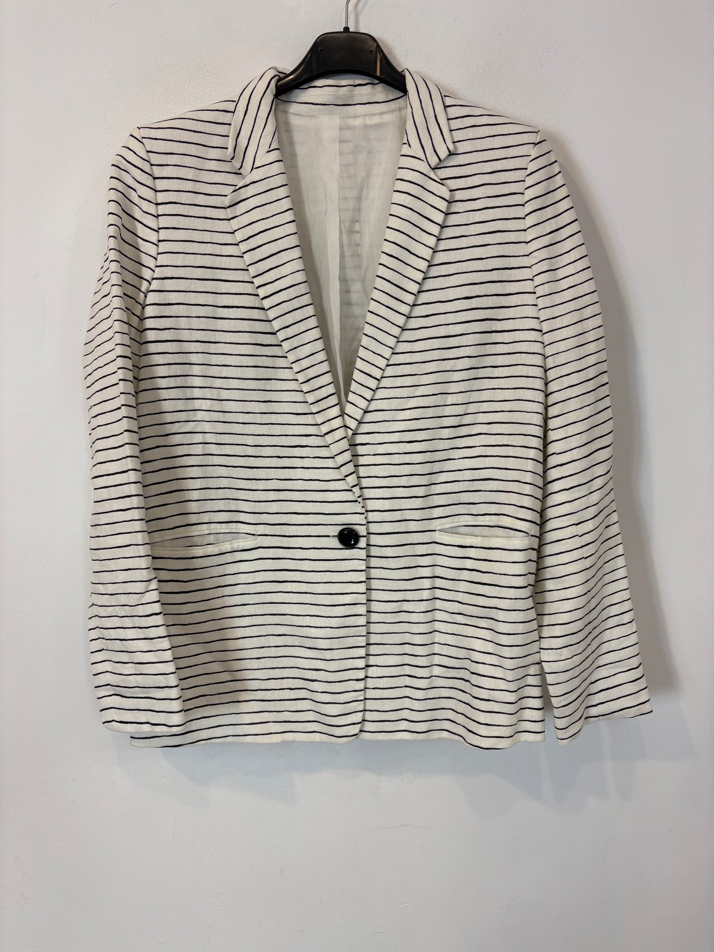 ACNE STUDIOS. Blazer lino blanca rayas textura