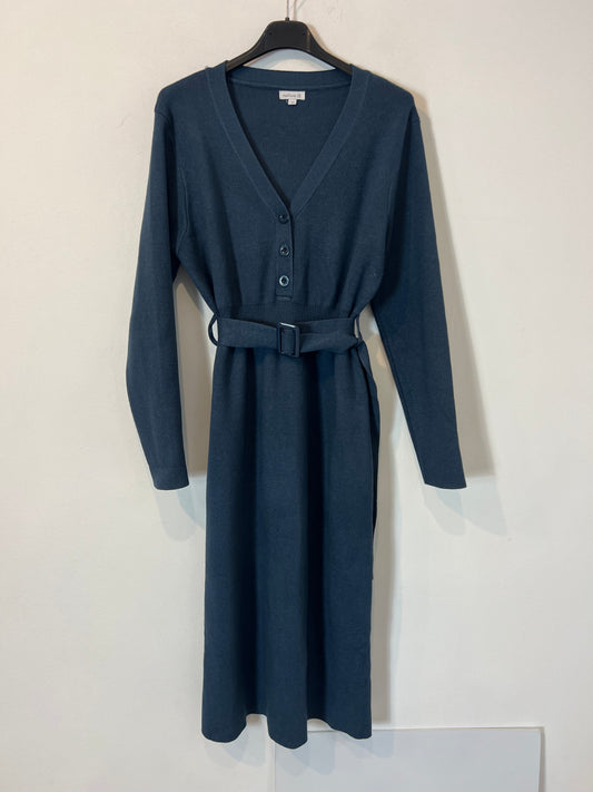 NATURA. Vestido midi punto azul. T S/M
