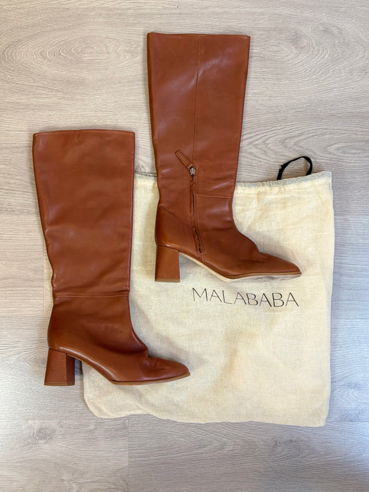 MALABABA. Botas altas camel piel. T 39