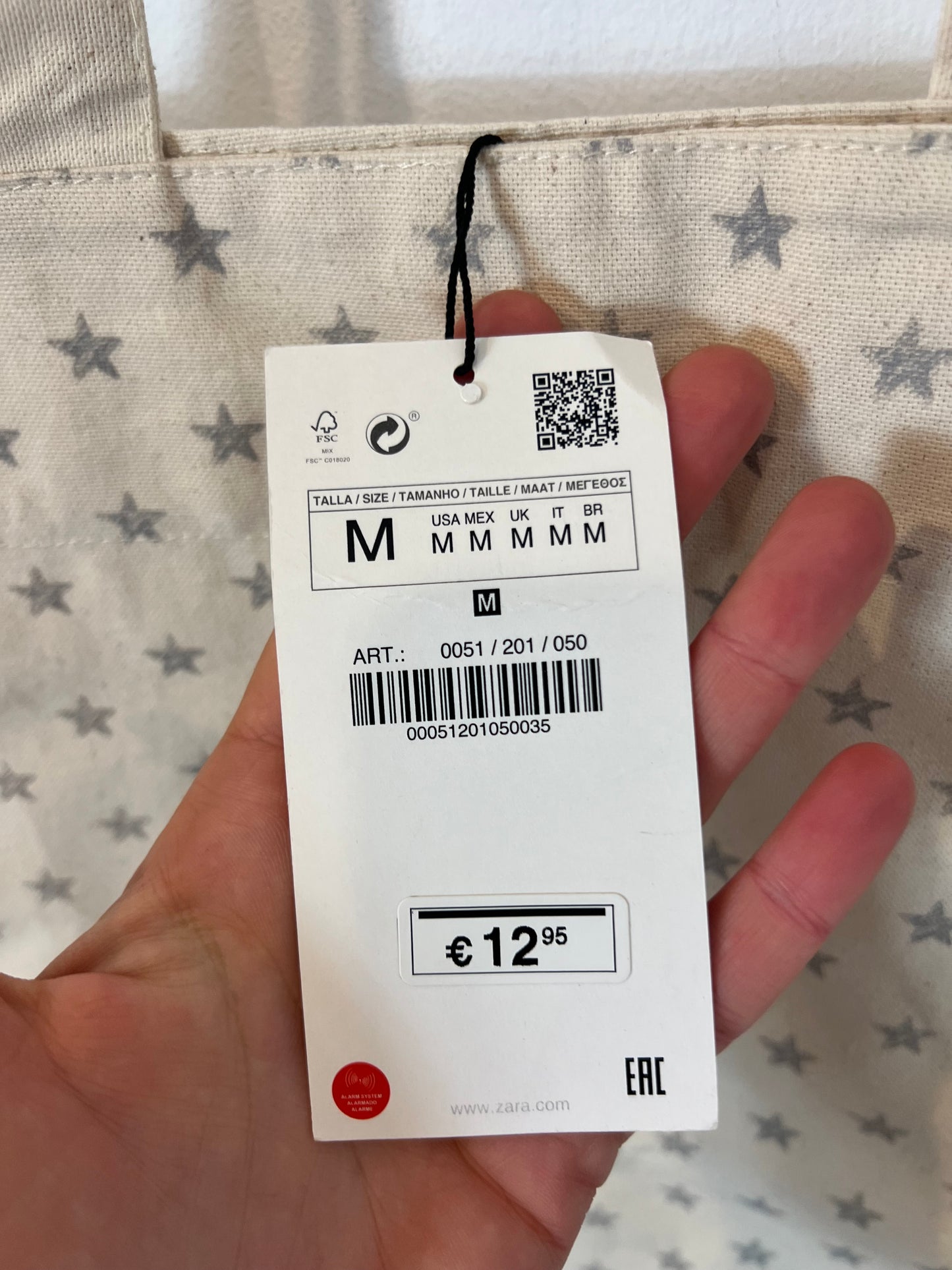 ZARA. Star fabric shopper bag