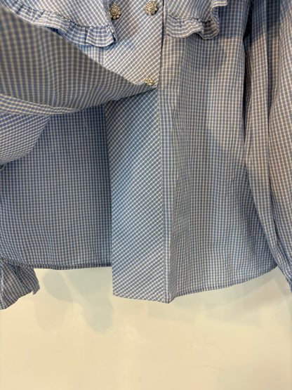 ZARA. Blusa azul botones joya
