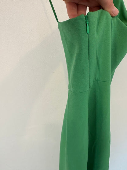ZARA. Vestido midi verde abertura