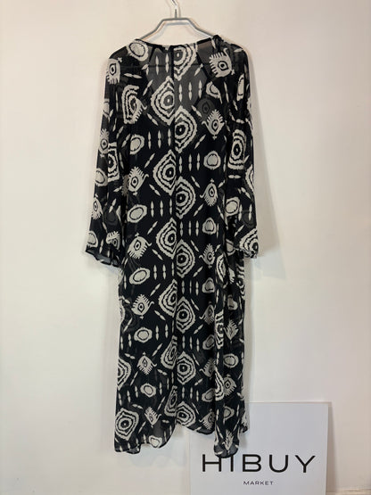 ZARA. Vestido kaftán azul estampado