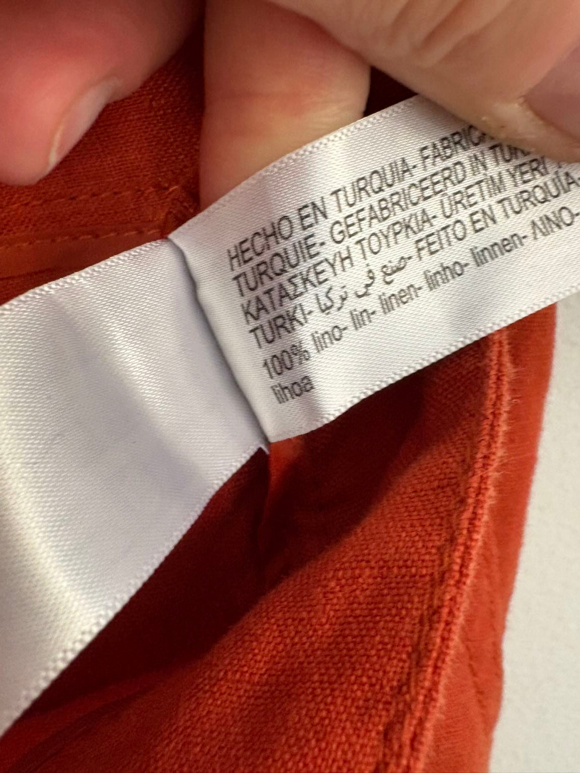MASSIMO DUTTI. Pantalón lino anaranjado