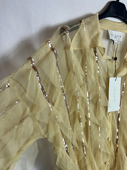 SELEZZA. Pastel sequin tulle blouse. T XS