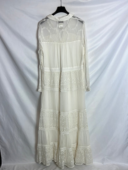 PAUL&JOE. Vestido largo seda bordado. T 42 (M/L)